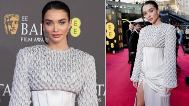 Amy Jackson Attends the BAFTA Film Awards 2024 With Fiancée Ed Westwick in a Blue Corseted Dress by Sabina Bilenko, View Pics
