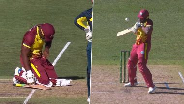 Andre Russell Suffers Blow to His Hand From a Spencer Johnson Bouncer During AUS vs WI 3rd T20I 2024 (Watch Video)