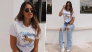 Lionel Messi&rsquo;s Wife Antonela Roccuzzo Rocks the Relaxed Style in a Chic, Casual White Top and Ripped Blue Denims (View Pics)