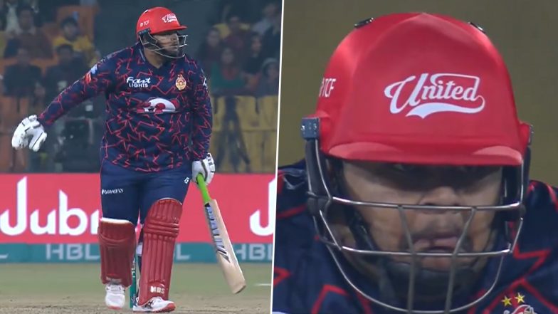 Azam Khan Gives a Hilarious Reaction After Hitting the Ball for Six During Peshawar Zalmi vs Islamabad United PSL 2024 Match (Watch Video)