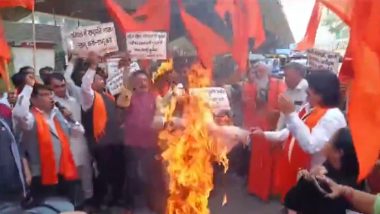 Delhi: BJP Workers Burn West Bengal CM Mamata Banerjee's Effigy in Delhi While Protesting Against Sandeskhali Violence