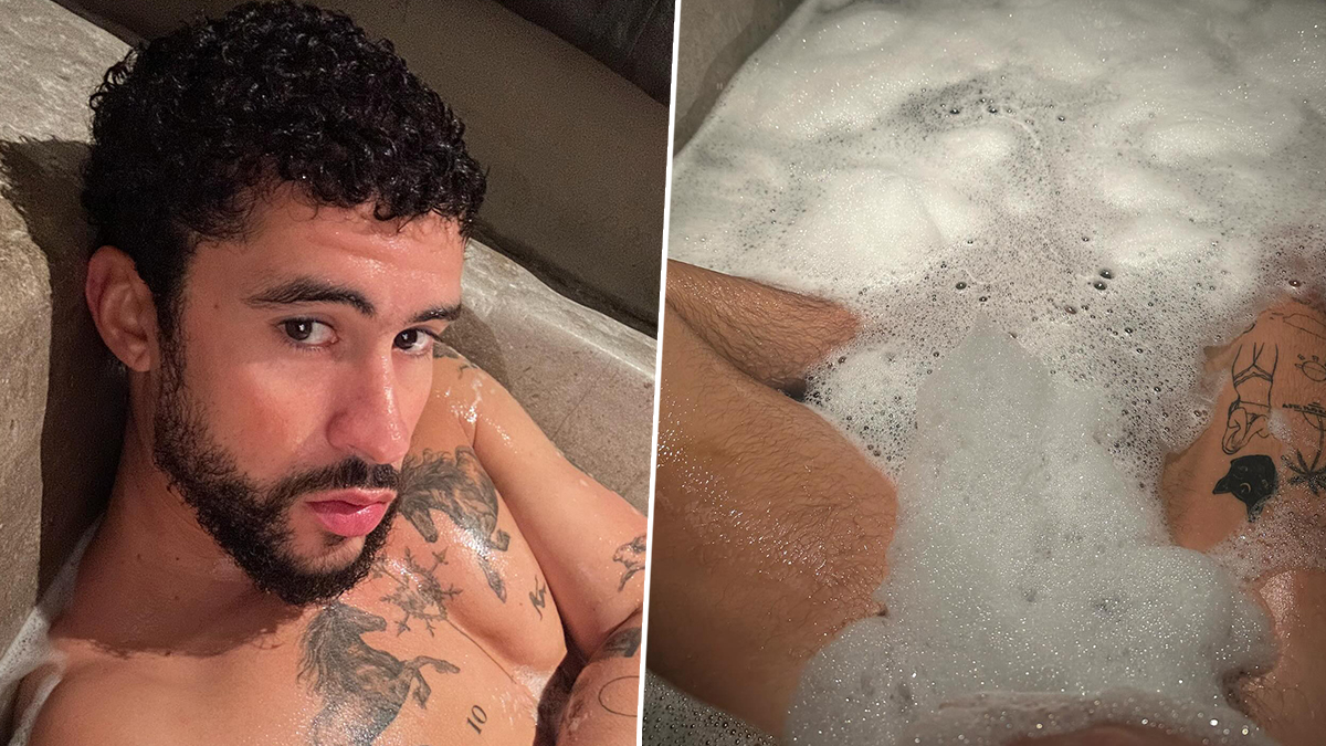 Bad Bunny Shares Bathroom Selfies! Puerto Rican Rapper Flaunts His Lower  Body Tattoos While Enjoying Bubble Bath (View Pics) | 🎥 LatestLY