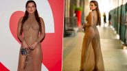 Bella Thorne Makes Heads Turn in a Nude-Brown Thong Bodysuit With a Sheer Overlay and Piercing (Watch Video)