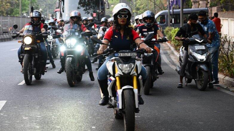 Women Bikers Accompany RCB Team To M. Chinnaswamy Stadium For WPL 2024 Clash Against UP Warriorz