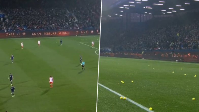 Bayern Munich's Bundesliga 2023-24 Match Against VFL Bochum Gets Temporarily Suspended Due to Tennis Balls Thrown On Ground By Protesting Fans (Watch Video)