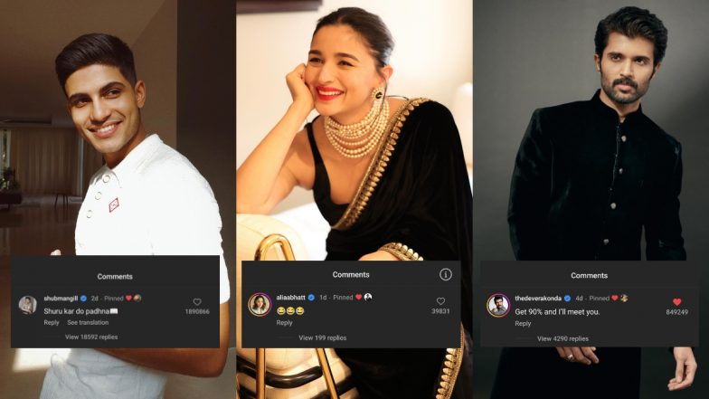 Shubman Gill, Alia Bhatt and Vijay Deverakonda Reply Under Instagram Reels of Their Student Fans To Get Them To Start Studying!