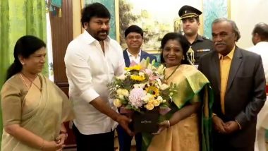 Chiranjeevi Felicitated by Telangana Governor Over His Padma Vibhushan Honour (Watch Video)