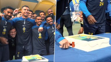 Cristiano Ronaldo Birthday Special: Portuguese Star Celebrates With Al-Nassr Teammates In Training As he Turns 39 (Watch Video)