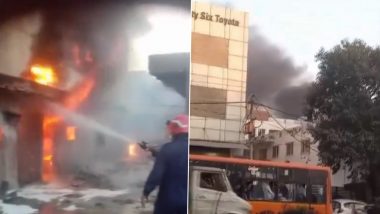 Delhi Fire: Massive Blaze Erupts at a Factory in Mayapuri Industrial Area (Watch Video)