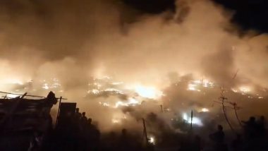 Delhi Fire Video: 130 Jhuggis Gutted After Massive Blaze Erupts in Shahbad Dairy Area, Viral Clip Shows Black Smoke Covering Skies
