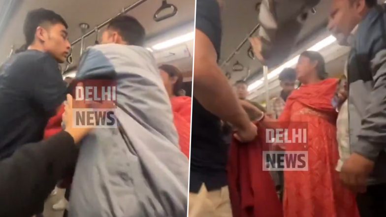 Delhi Metro Fight Video: Fierce Fight Breaks Out Between Two Commuters Inside Delhi Metro, Clip Goes Viral, Watch