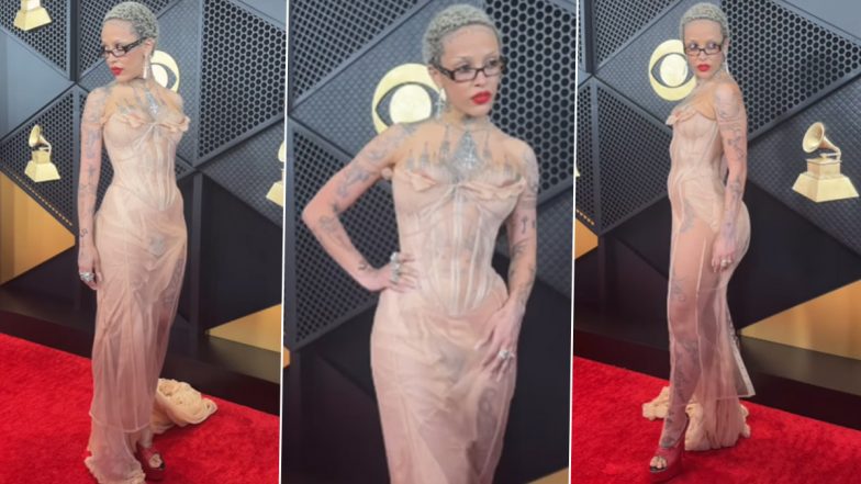 Grammy Awards 2024: Doja Cat Wore a Structured Sheer Dress, by Turkish-British Designer Dilara Findikoglu, See Pics and Video