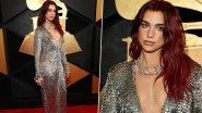 Grammy Awards 2024: Dua Lipa Shimmers on the Red Carpet in a Metallic Silver Courr&egrave;ges Dress, View Pics of the Stunning Singer