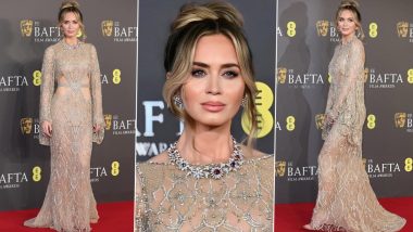 Emily Blunt Stuns in an Sheer Cutout Gown by Elie Saab at the 2024 EE BAFTA Film Awards (View Pics)