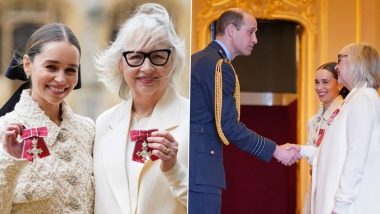 Game of Thrones Actress Emilia Clarke and Her Mother Honoured with MBE by Prince William at Windsor Castle, England (Watch Video)