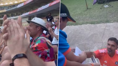 Adorable! Barmy Army Helps Young Indian Fan Get Washington Sundar's Autograph During IND vs ENG 3rd Test 2024 (Watch Video)