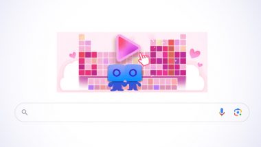 Valentine's Day 2024 Google Doodle: Search Engine Giant Celebrates The Day of Love With An Interactive Pink and Blue Doodle!