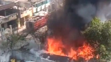 Hyderabad Fire: Massive Blaze Erupts After Cylinder Explodes in House in Karim Nagar District Center (Watch Video)