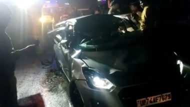 Kanpur Road Accident: Six of Family Killed as Car Overturns, Falls Into Drain in Uttar Pradesh; Cops Rescue Two Kids (Watch Video)