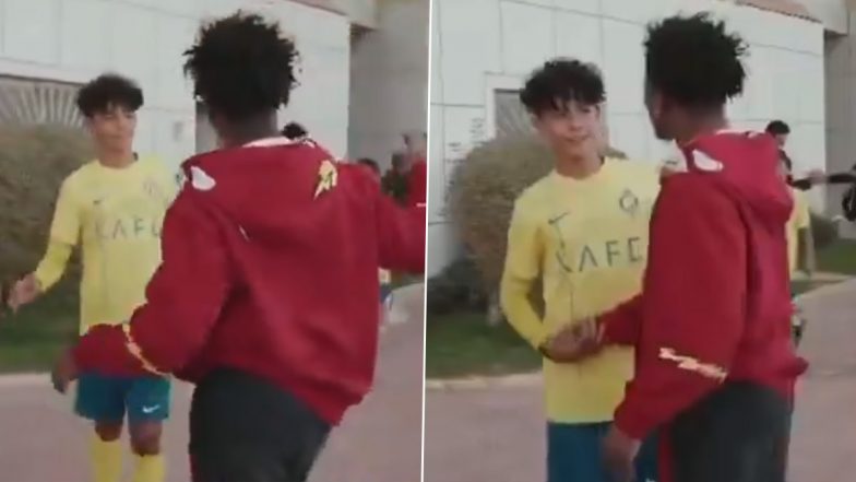 ‘Good Game’, Internet Sensation IShowSpeed Greets Cristiano Ronaldo’s Son After Al-Nassr Under-13 Match (Watch Video)