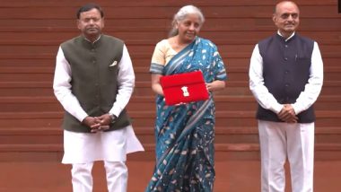 Budget 2024: FM Nirmala Sitharaman Arrives at Parliament With Budget Tablet To Present Interim Budget (Watch Video)