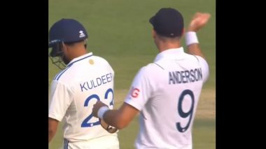 James Anderson Taunts Ravindra Jadeja With ‘Sword’ Celebration As All-Rounder Completes Century a Ball After Sarfaraz Khan’s Run Out During IND vs ENG 3rd Test 2024 (Watch Video)