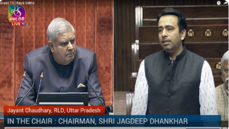 Working Style of PM Narendra Modi Government Reflects Charan Singh’s Ideologies: RLD Chief Jayant Chaudhary in Rajya Sabha (Watch Video)