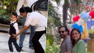 Jeh Birthday Bash: Kareena Kapoor and Saif Ali Khan's Little Munchkin Poses for Paps While Arriving for the Celebrations (Watch Videos)
