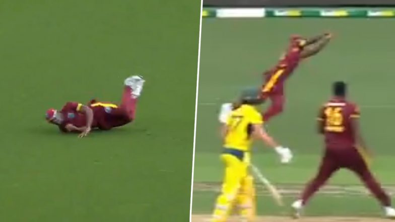 Stunner! Justin Greaves Pulls Off Spectacular Diving Catch To Dismiss Will Sutherland During AUS vs WI 2nd ODI 2024 (Watch Video)