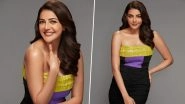 Kajal Aggarwal&rsquo;s OOTD Is a Gorgeous Black Ruched Dress With Yellow and Purple Accents (See Pics)
