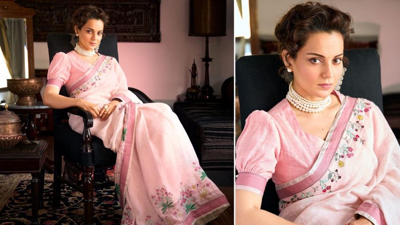 Kangana Ranaut Glows in a Baby Pink Saree, Oozes Rani Vibes (View Pics)