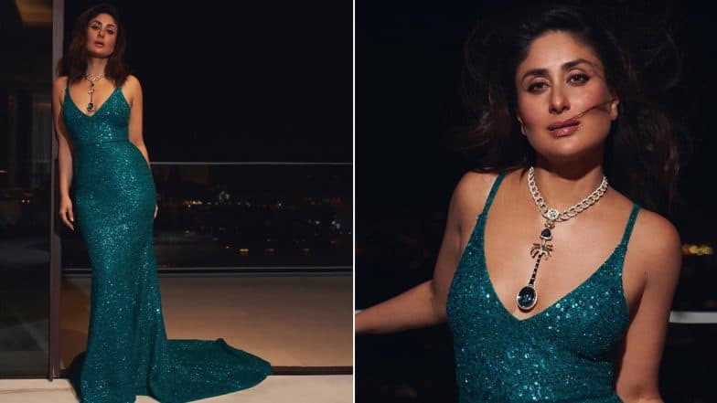 Kareena Kapoor Khan Radiates Elegance in Emerald Blue Mermaid Sequin Dress  (View Pics)