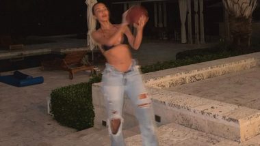 Kim Kardashian Goes Casual Glam with 'Game Time' Bikini Top and Jeans Outfit (View Pic)