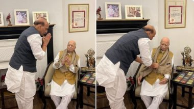 Bharat Ratna to Lal Krishna Advani: Rajnath Singh Thanks PM Narendra Modi for Conferring Bharat Ratna to Veteran BJP Leader, Says ‘Strengthened Country, Democracy’