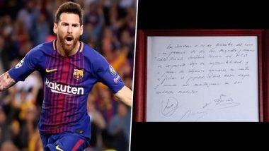 Napkin Signed By Lionel Messi As His First Agreement With FC Barcelona Set to Be Auctioned