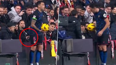 Lucas Ocampos Physically Abused by Spectator During Sevilla vs Rayo Vallecano La Liga 2023–24 Match (Watch Video)