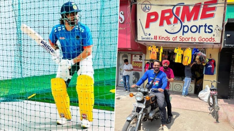 MS Dhoni To Use Childhood Friend’s Sports Shop ‘Prime Sports’ Bat Sticker for IPL 2024? Pics Go Viral