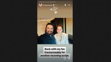 Kangana Ranaut Says ‘Back With My Favourite’ As She Shares a Happy Selfie With R Madhavan From Reading Session of Their New Film (See Photo)