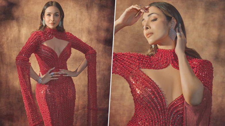 Malaika Arora Dazzles in a Shimmery Red Gown by Luxury Clothing Brand Chisel by MR (View Pics)