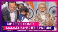BJP Members Feed Honey To West Bengal CM Mamata Banerjee&rsquo;s Picture For Her Offensive Remark On PM Narendra Modi