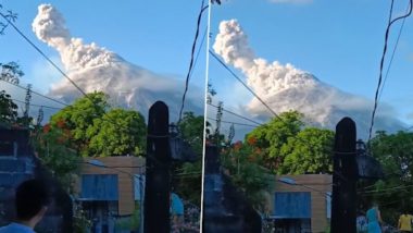 Mayon Volcano Erupts in Philippines: Residents Claim Thunder-like Roar, Plumes of Ash and Steam After Phreatic Eruption of Volcano in Albay (Watch Video)