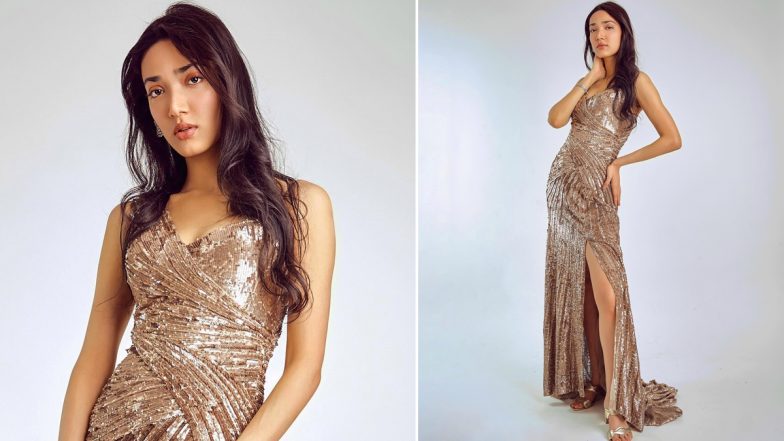 12th Fail Star, Medha Shankr Dazzles in a Shimmery Rose Gold Thigh-High Slit, Floor-Length Gown, See Pics