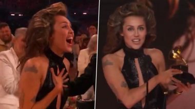 Grammy 2024: Miley Cyrus Wins Her First-Ever Grammy Award for 'Flowers', Singer Gushes Over Mariah Carey - Watch Her Acceptance Speech