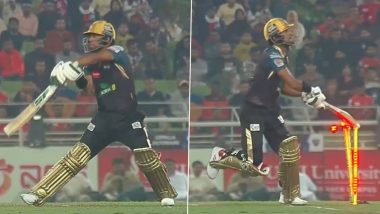 Oops! Mohammad Naim Gets Dismissed Hit-Wicket While Attempting to Play A Reverse Scoop During Durdanto Dhaka vs Comilla Victorians BPL 2024 Match (Watch Video)