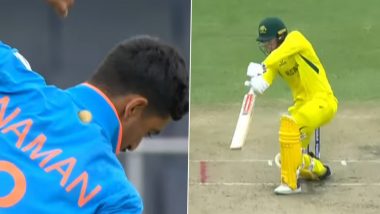 Naman Tiwari Picks Up Two Wickets in Two Overs, Dismisses Hugh Weibgen and Harry Dixon During IND U19 vs AUS U19 ICC U19 World Cup 2024 Final (Watch Video)