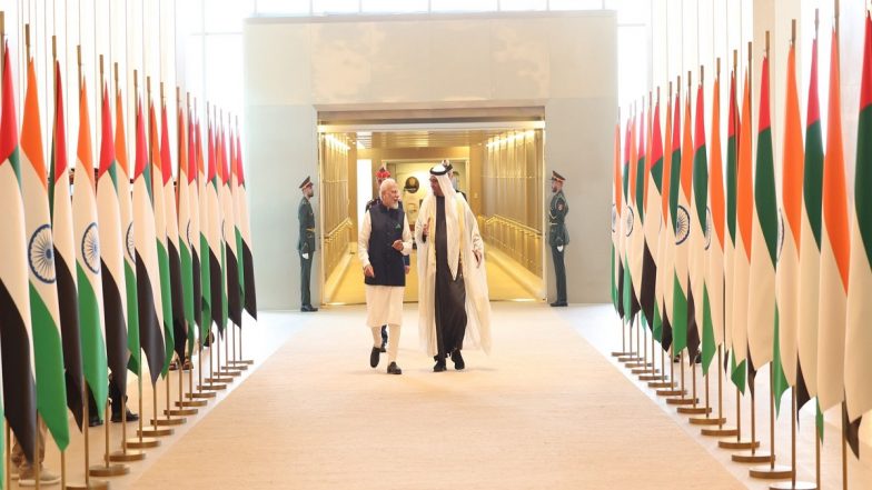 PM Narendra Modi Holds Wide-Ranging Talks With UAE President Sheikh Mohammed bin Zayed Al Nahyan To Take Forward Bilateral Strategic Partnership (Watch Video)