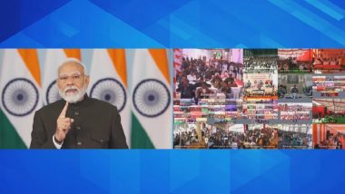 PM Narendra Modi Inaugurates Development Projects Worth Rs 17,000 Crore in Rajasthan, Says ‘Double Engine Government Working Fast’ (Watch Video)