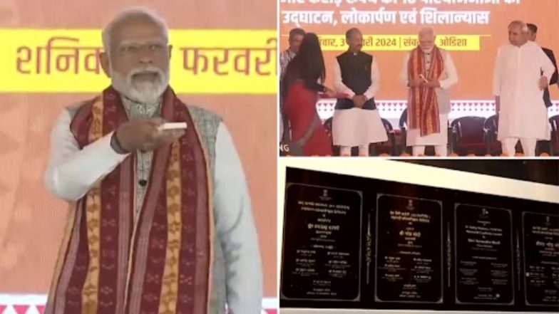 Odisha: PM Narendra Modi Inaugurates, Lays Foundation Stone of 18 Projects Worth Rs 68,000 Crores in Sambalpur (Watch Video)