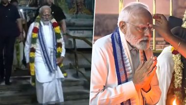 Tamil Nadu: PM Narendra Modi Offers Prayers at Meenakshi Amman Temple in Madurai (Watch Video)