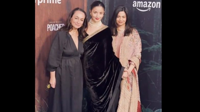 Poacher London Premiere: Alia Bhatt, Soni Razdan and Shaheen Bhatt Set Family Goals at the Event (Watch Video)